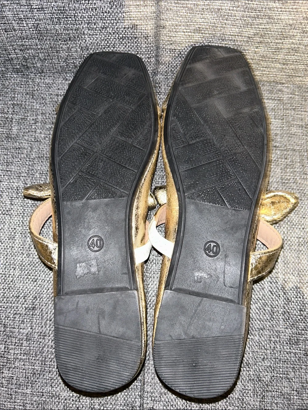 Gold Metallic Knot Strap Flats